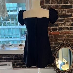 Black Puff Sleeve Mini Dress